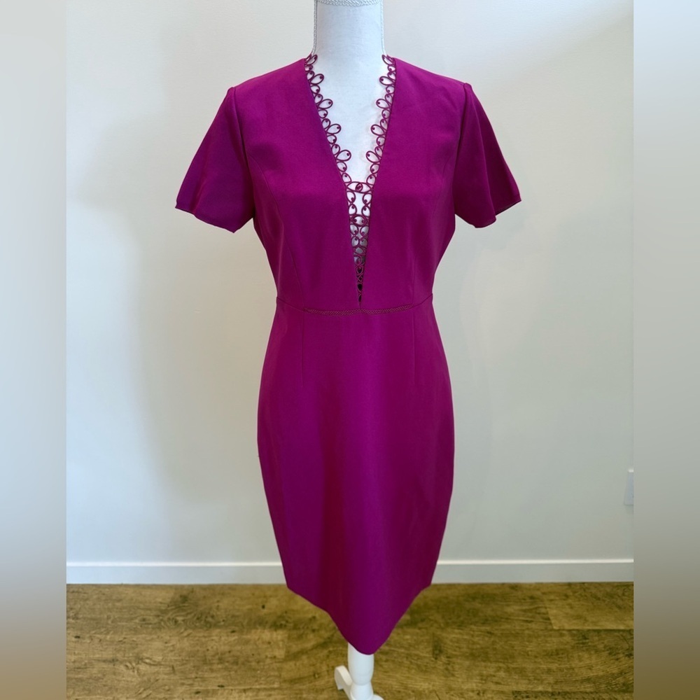 Elie Tahari Saylah Sheath Dress Size 6 Wedding Guest Quiet Luxury Preppy Fuscia